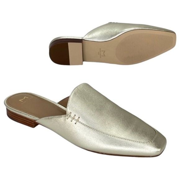 Marc Fisher LTD Pam Gold Leather Metallic Leather Womens Flat Mules Size 6M - Picture 13 of 16